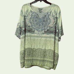 Catherines Rhinestone Scoopneck Lime Top